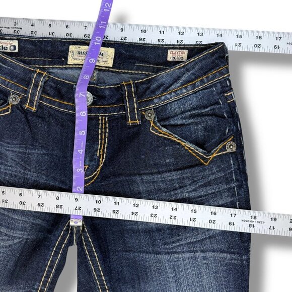 Mek Denim Jeans Womens Sz 26/32 Clayton Slim Boot Low-Rise Embroidered Flap - Picture 8 of 16